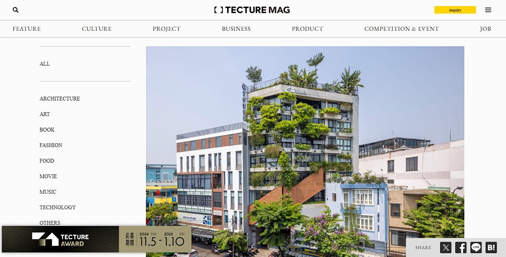 4B Tower được đăng tải trên tạp chí TECTURE MAG