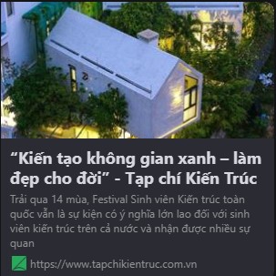 Phỏng Vấn KTS Hồ Khuê trên Trang điện tử Tạp Chí Kiến Trúc